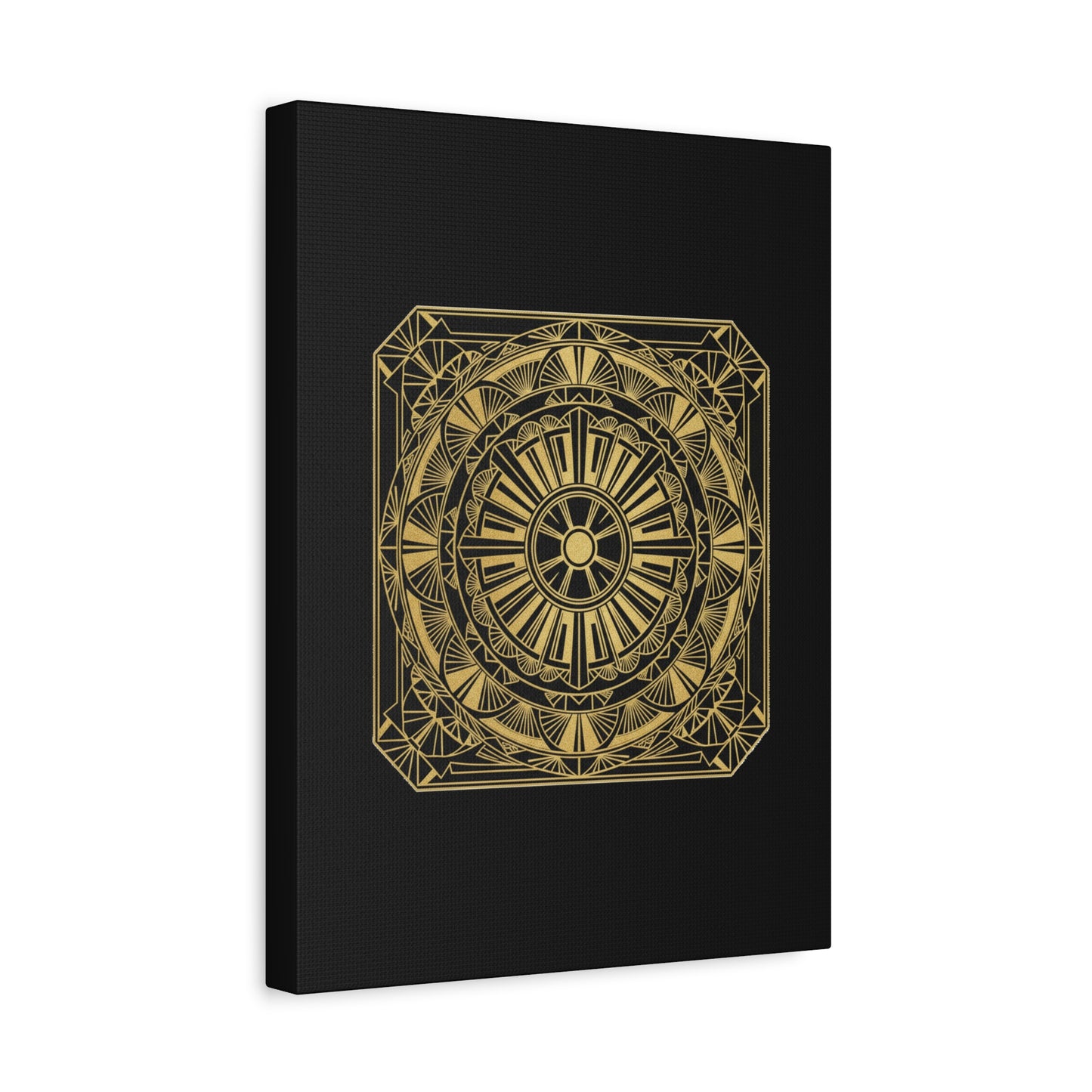 Gold Mandala Canvas Wall Art — Geometric Boho Matte Stretched Canvas