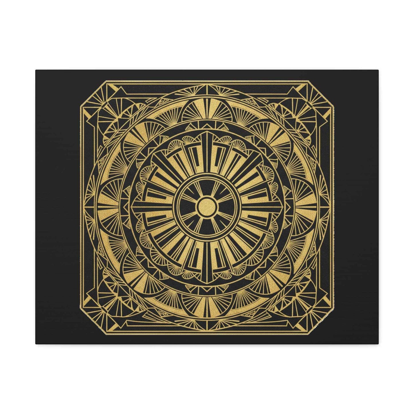 Gold Mandala Canvas Wall Art — Geometric Boho Matte Stretched Canvas