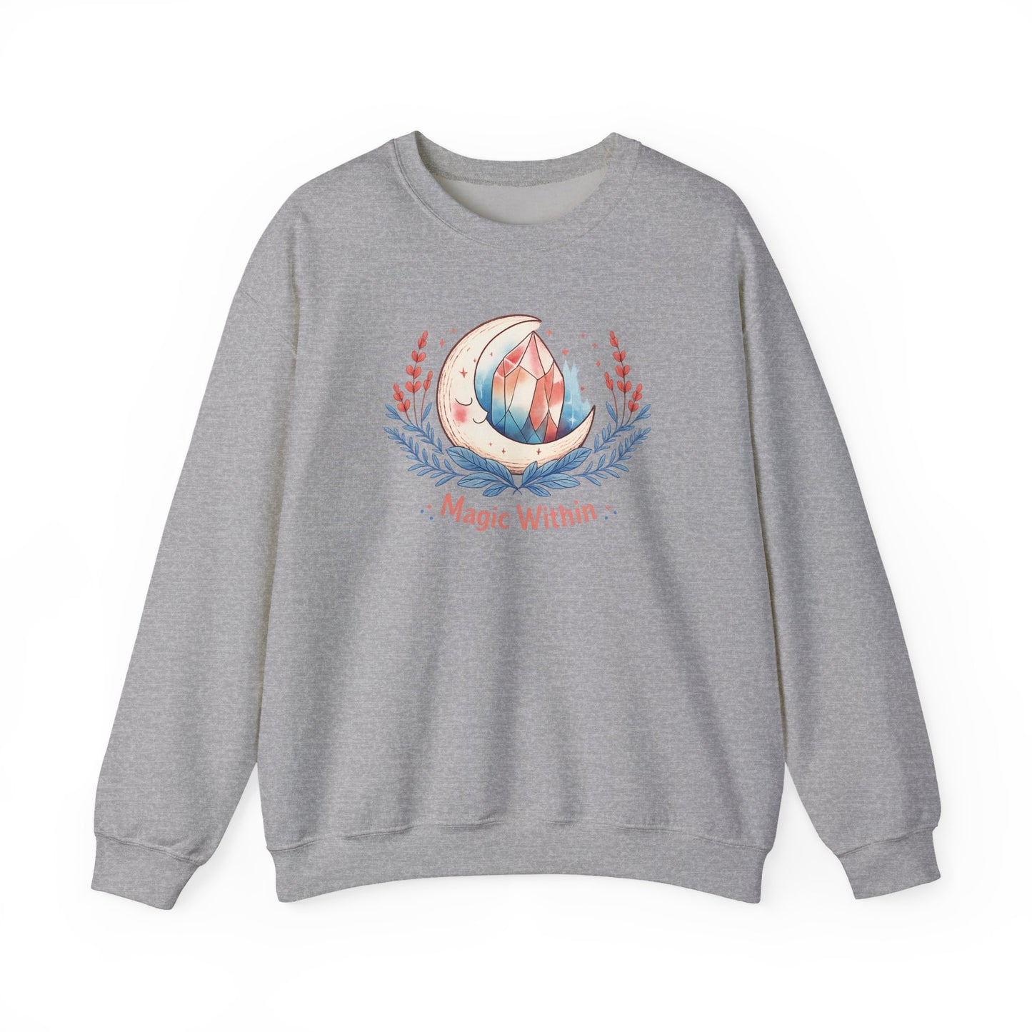 Magic Within crystal wreath Sweatshirt | witchcore, moon phase, crystals