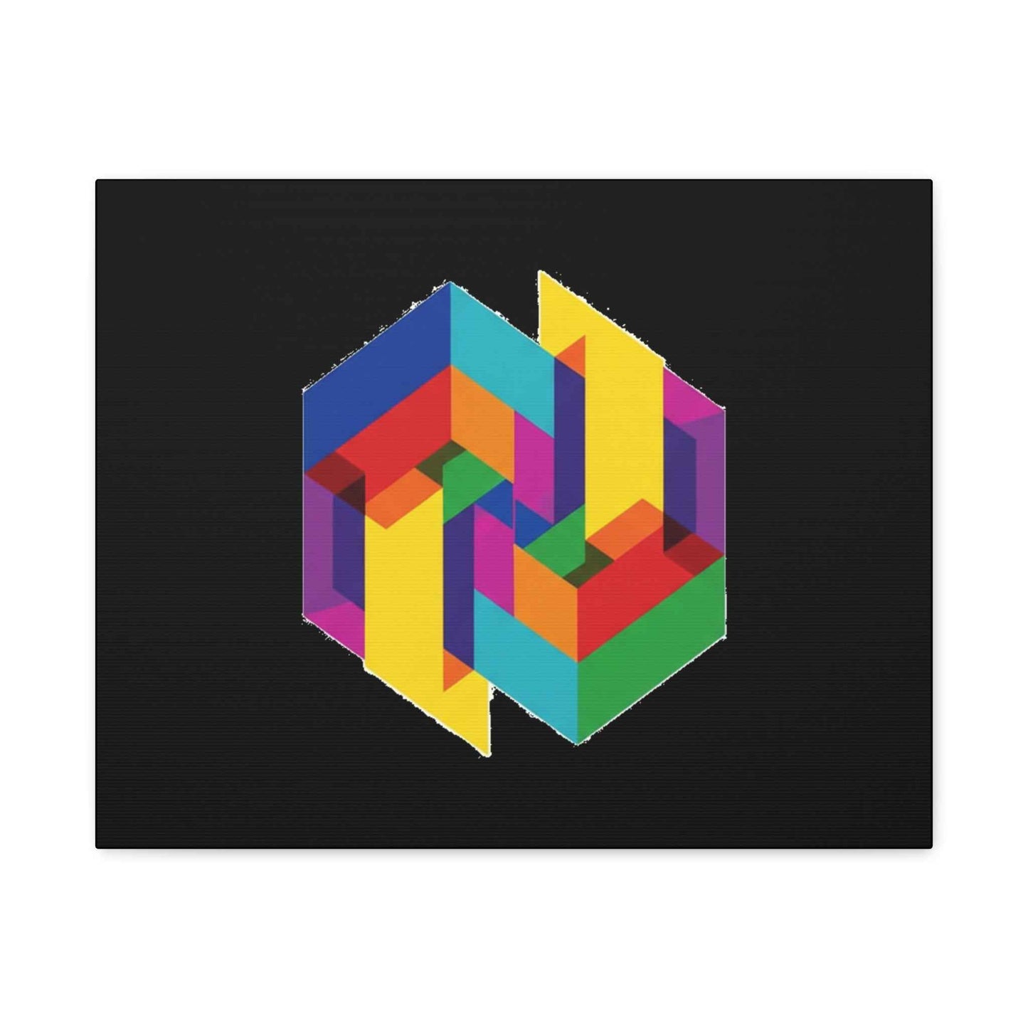 Colorful Geometric Cube Canvas Print — Modern Abstract Wall Art