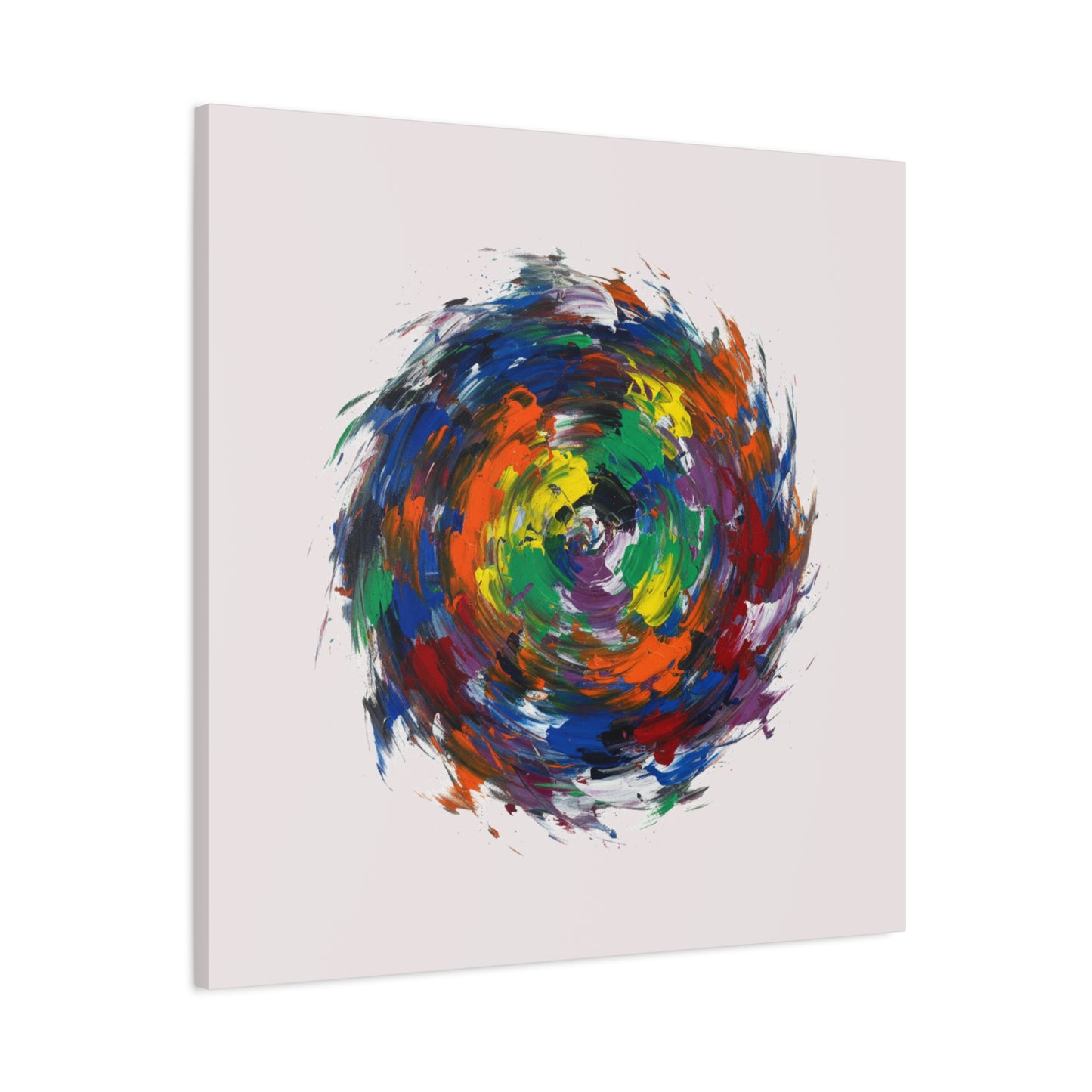 Abstract Color Swirl Canvas - Vibrant Circular Brushstroke Wall Art (Matte Stretched)