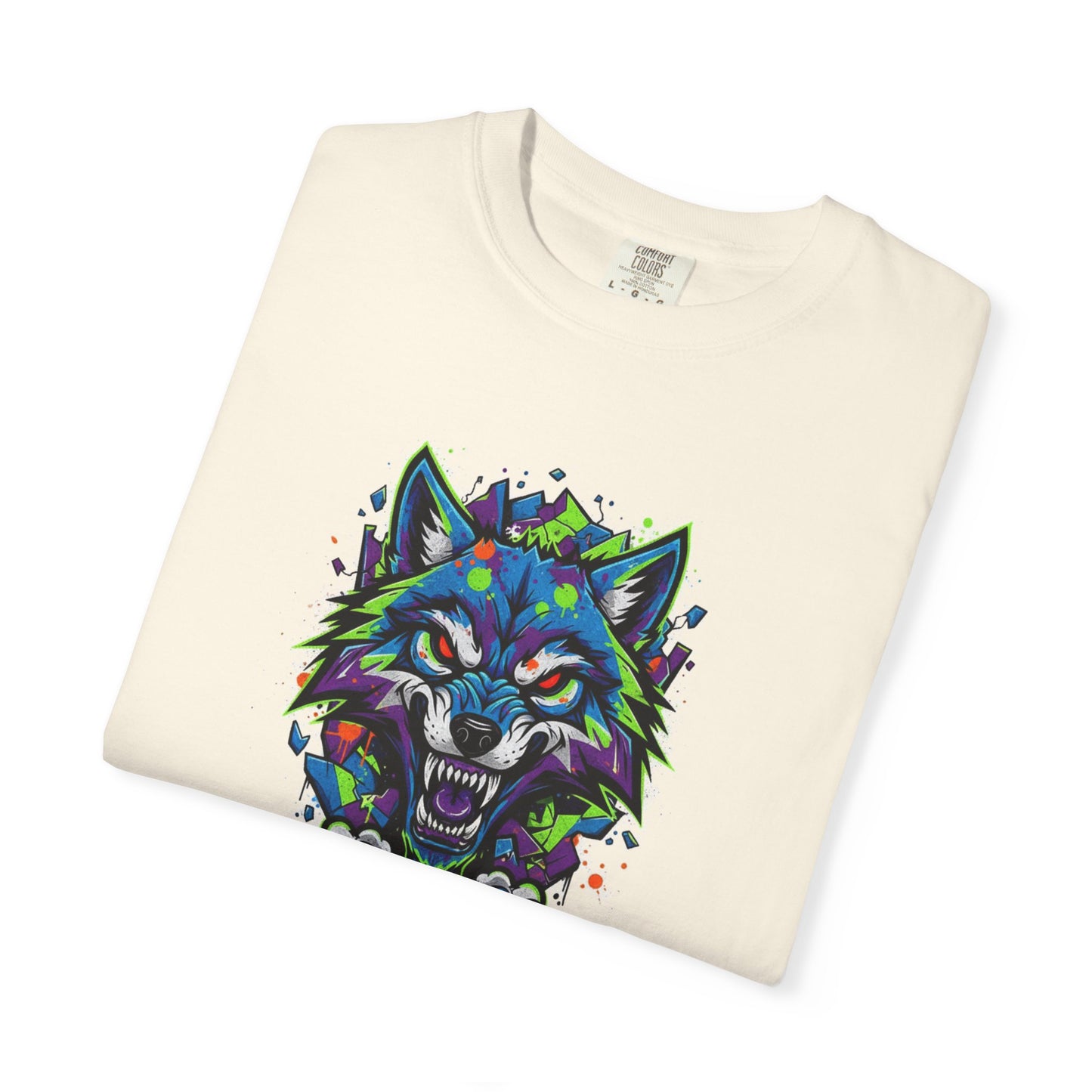 Colorful Geometric Wolf T-Shirt — Vibrant Tribal Wolf Graphic Tee