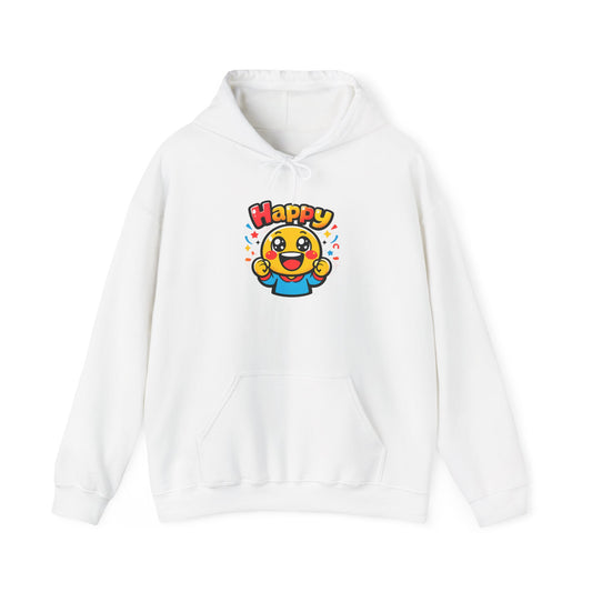 Happy Mood Face Hoodie | bold cartoon, thick outline kawaii emoji