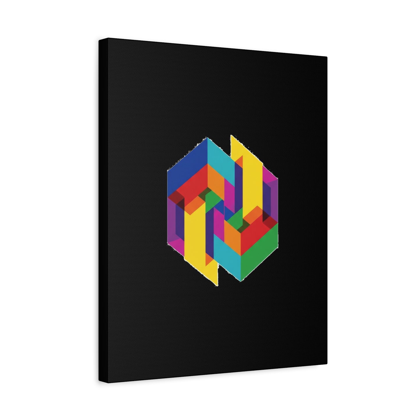 Colorful Geometric Cube Canvas Print — Modern Abstract Wall Art
