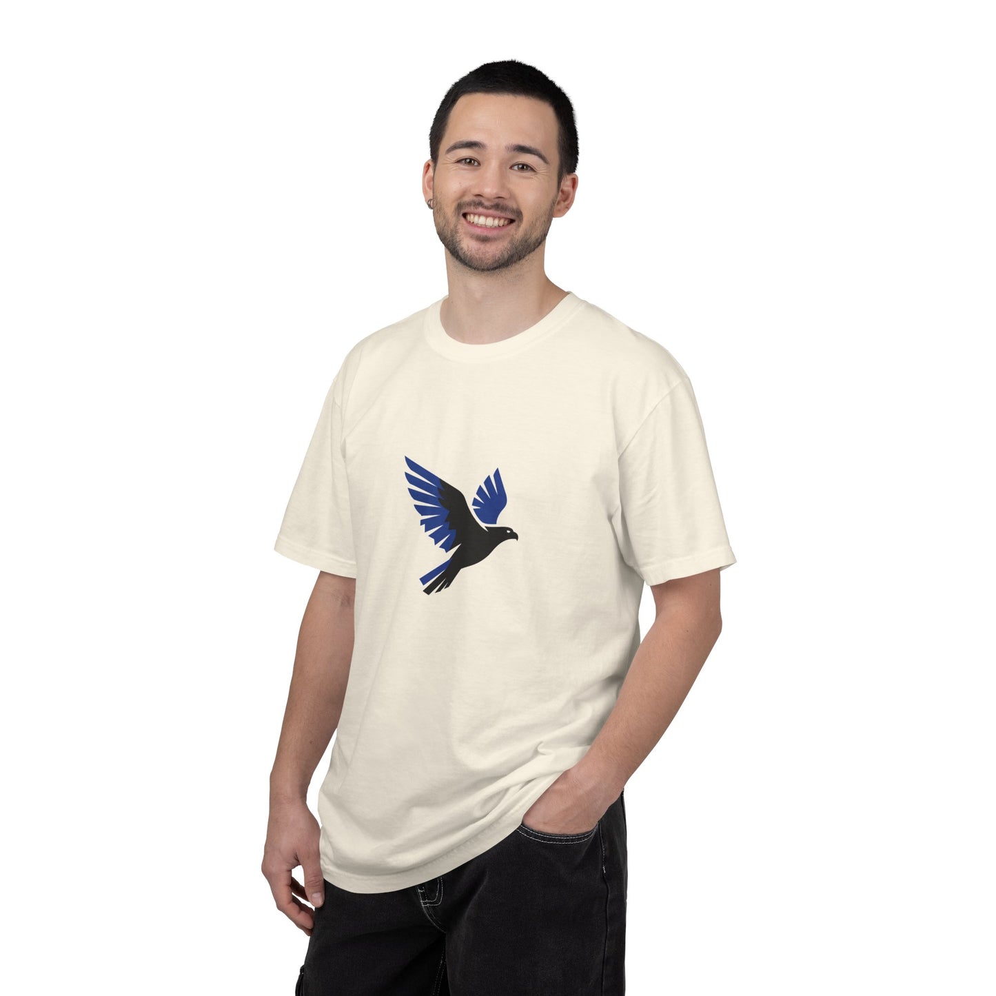 Blue Raven Graphic T-Shirt — Minimal Flying Bird Tee