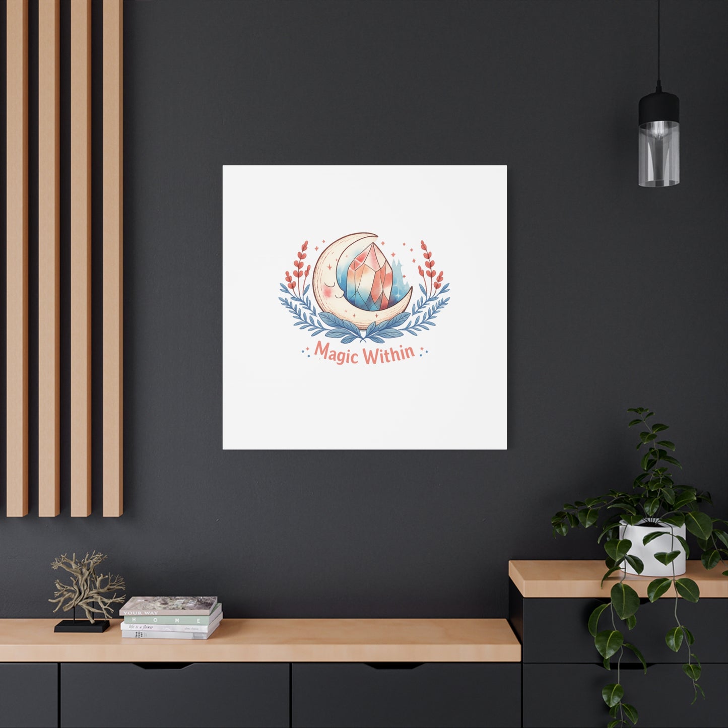 Magic Within Moon Crystal Canvas | witchcore, moon phase, crystals