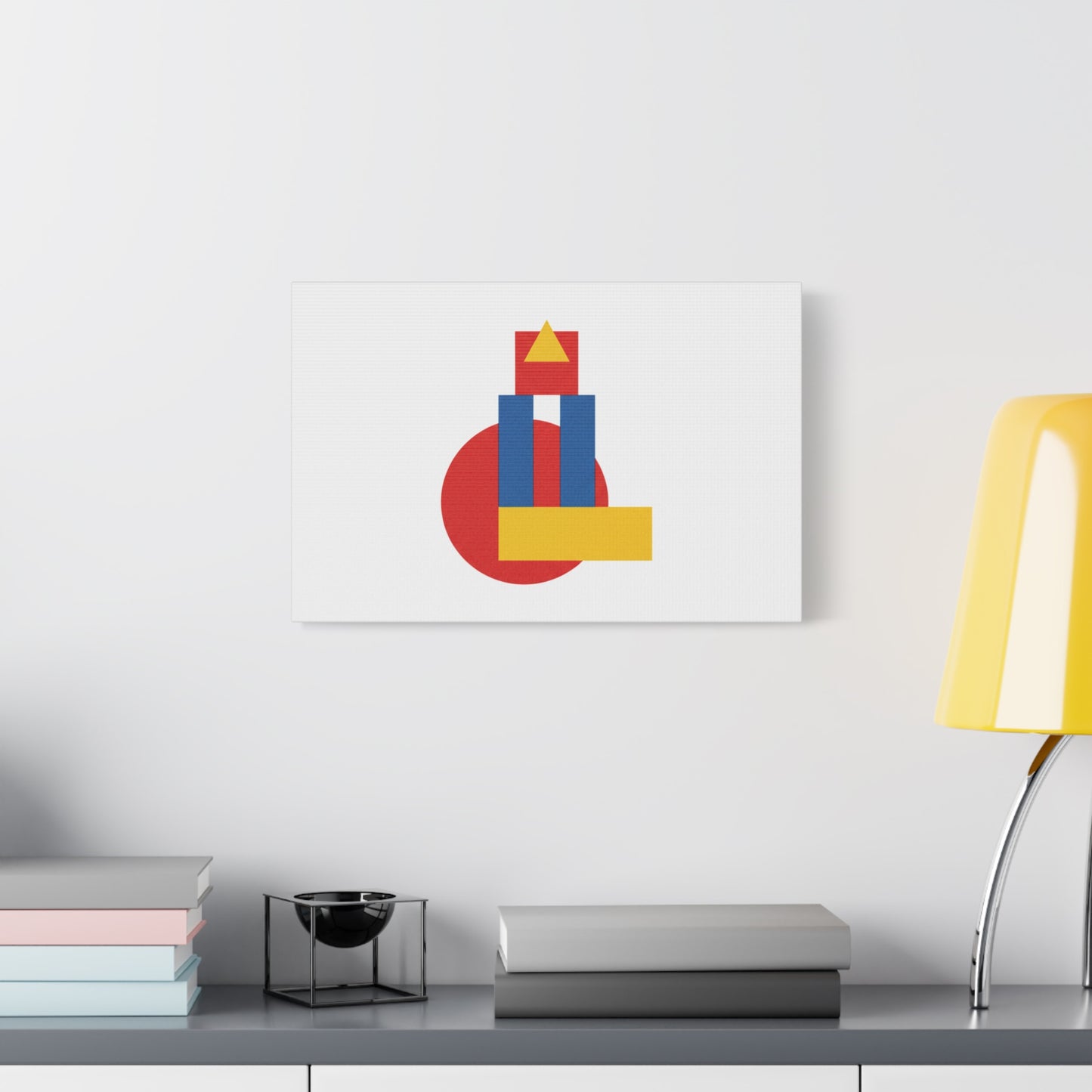 Abstract Geometric Shape Canvas Print — Minimalist Primary Color Wall Art