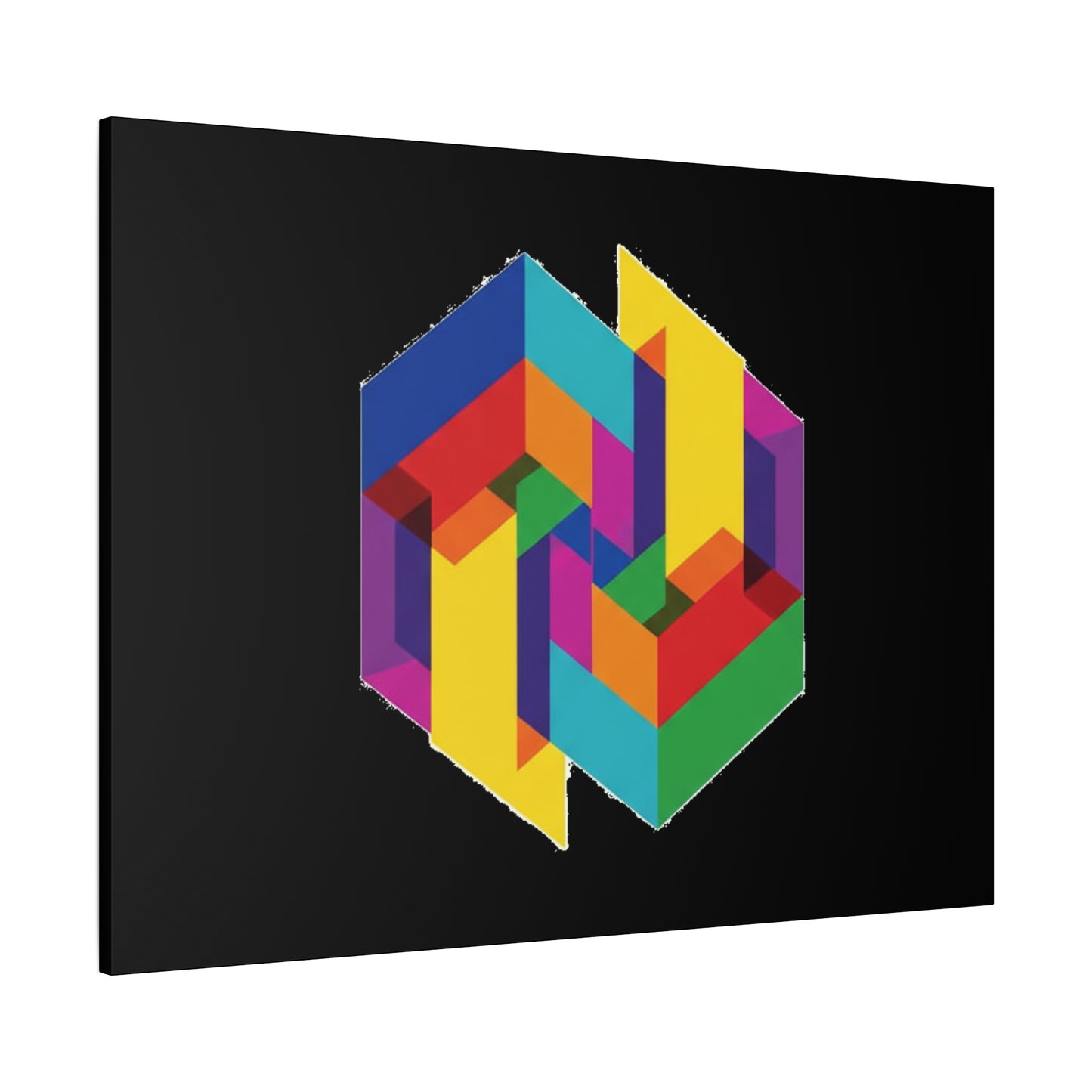 Colorful Geometric Cube Canvas Print — Modern Abstract Wall Art