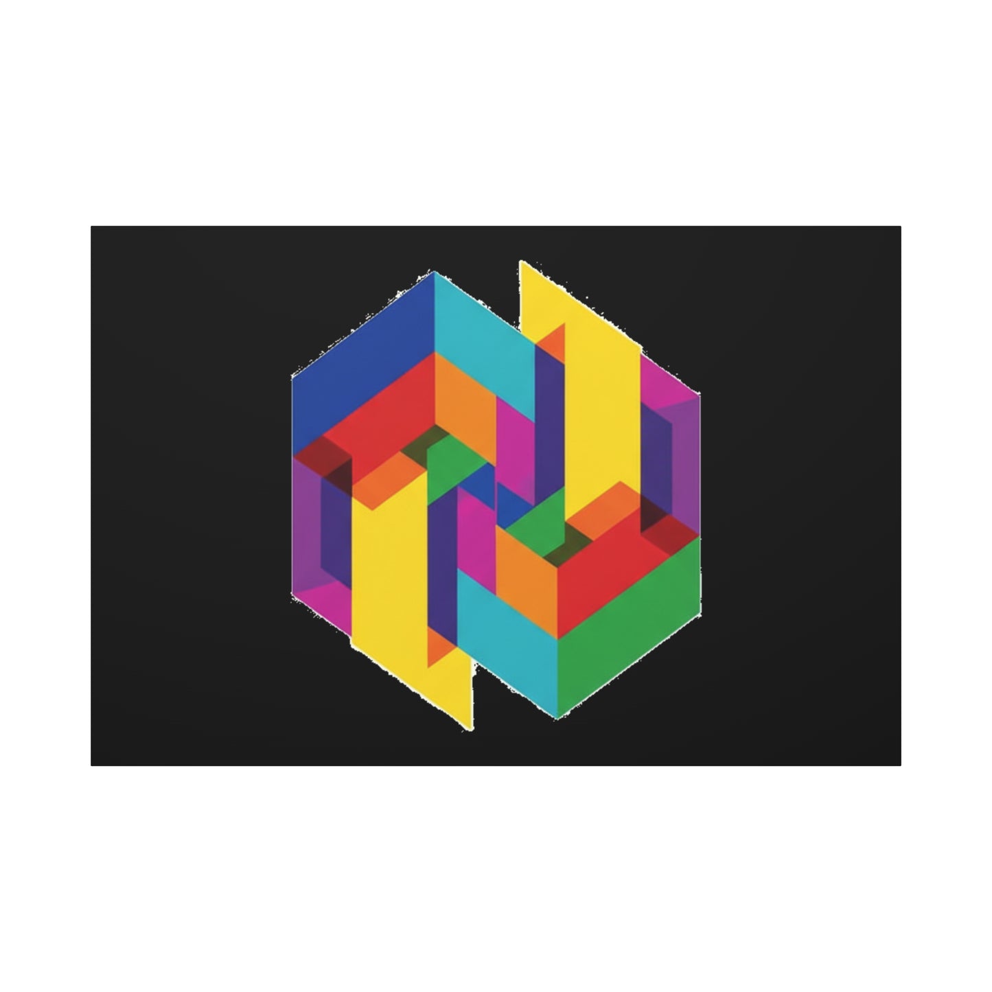Colorful Geometric Cube Canvas Print — Modern Abstract Wall Art