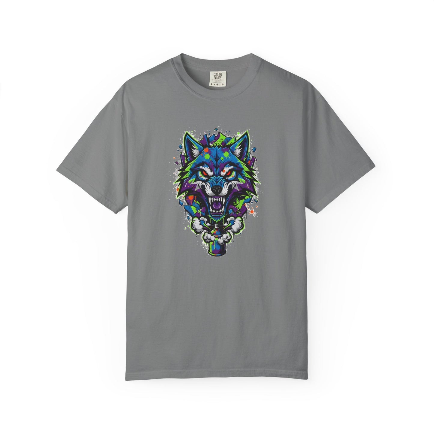 Colorful Geometric Wolf T-Shirt — Vibrant Tribal Wolf Graphic Tee