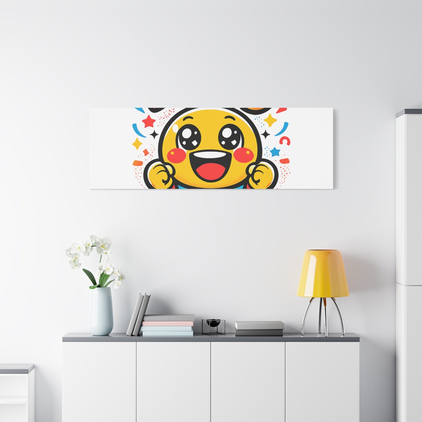 Happy Emoji Cartoon Canvas | Bold Cartoon, Thick Outline, Kawaii Minimal