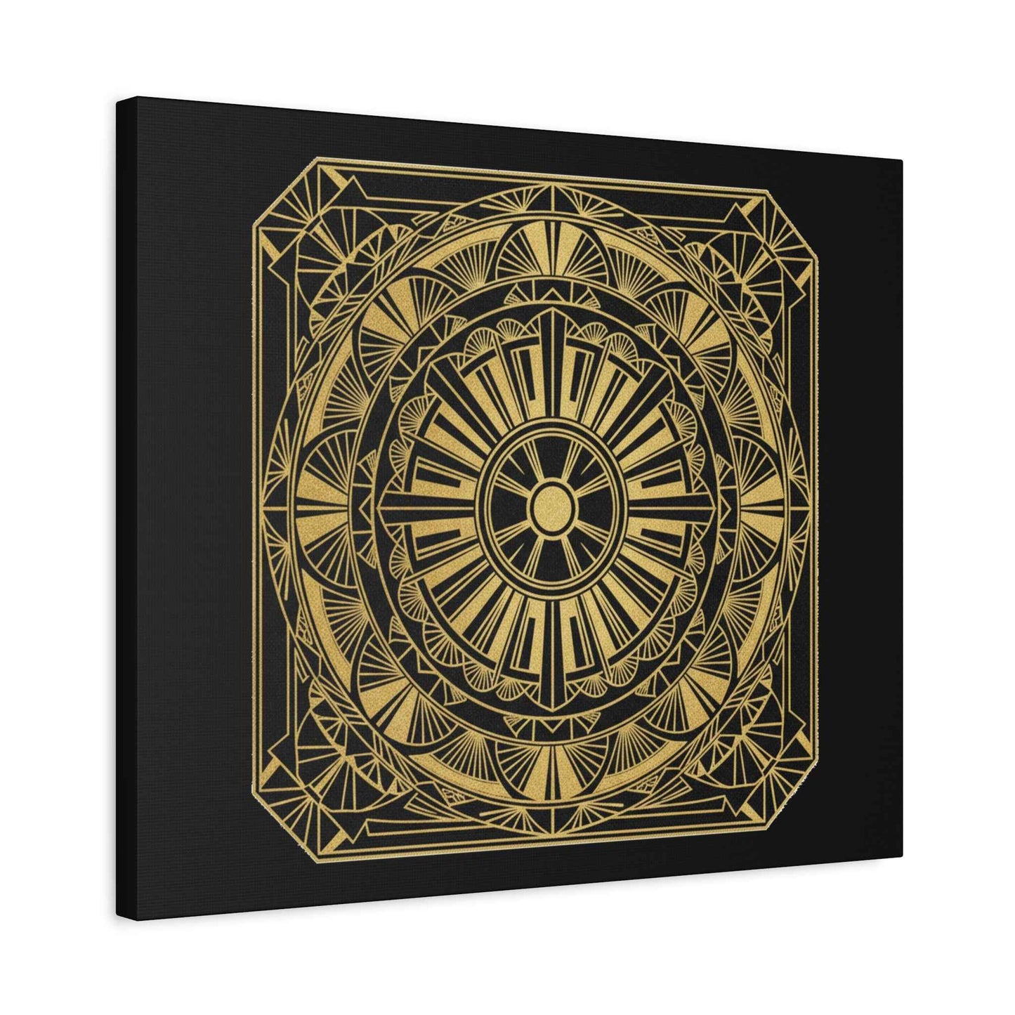 Gold Mandala Canvas Wall Art — Geometric Boho Matte Stretched Canvas