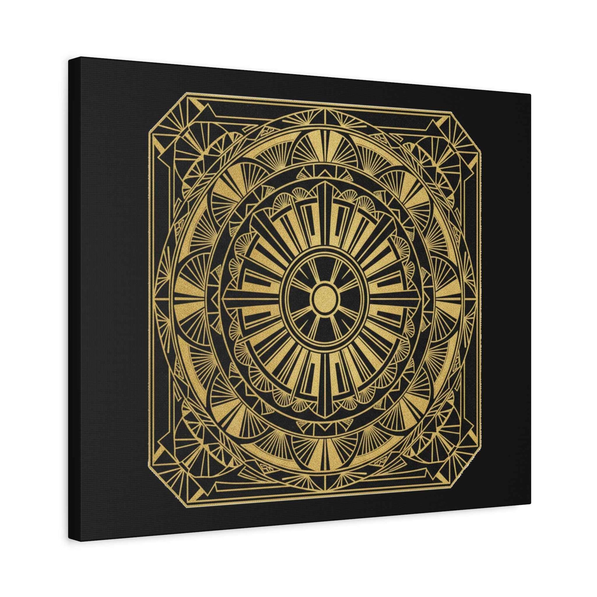 Gold Mandala Canvas Wall Art — Geometric Boho Matte Stretched Canvas