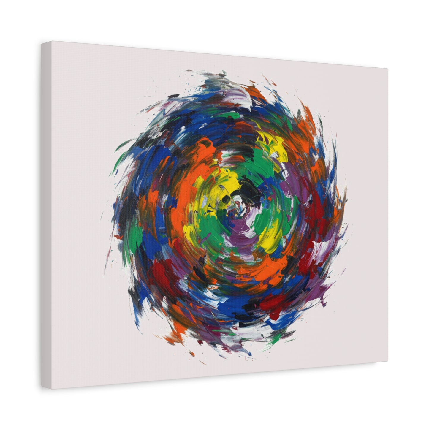 Abstract Color Swirl Canvas - Vibrant Circular Brushstroke Wall Art (Matte Stretched)