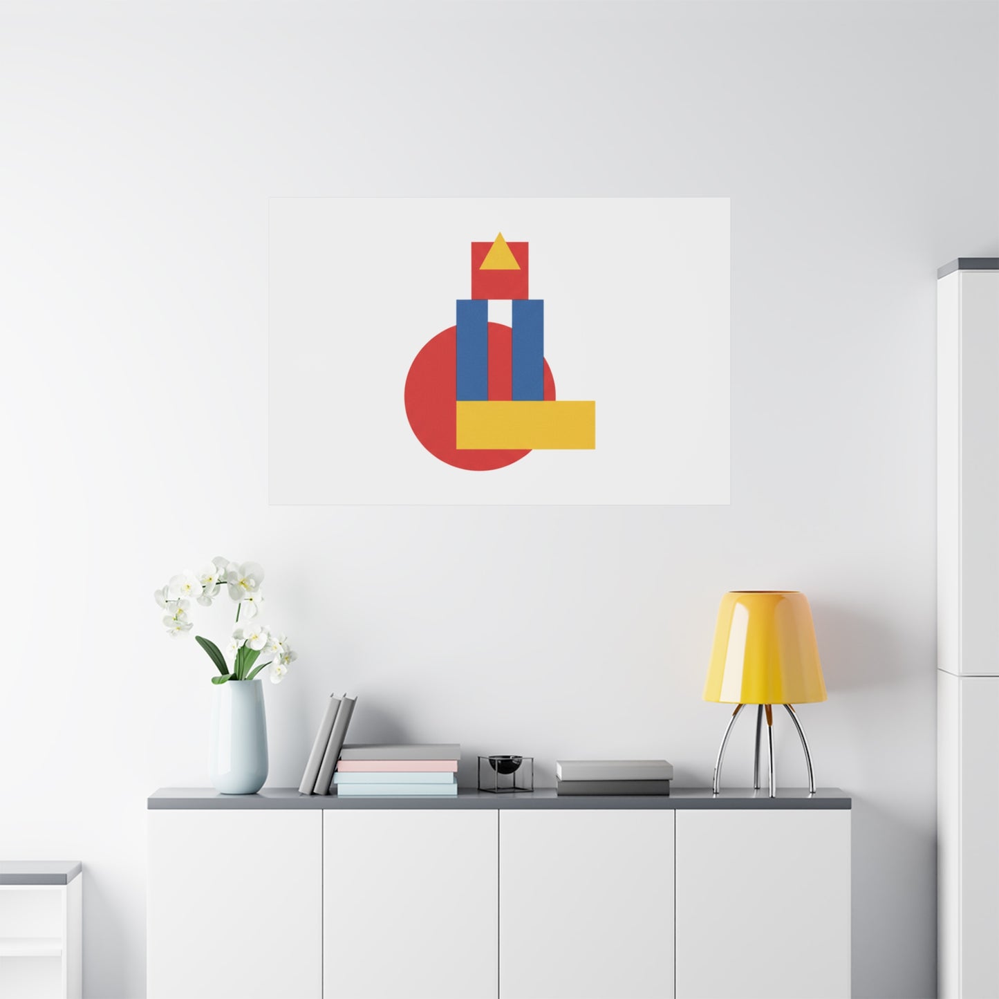 Abstract Geometric Shape Canvas Print — Minimalist Primary Color Wall Art