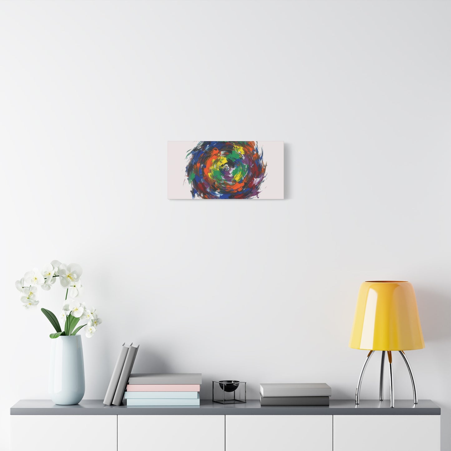 Abstract Color Swirl Canvas - Vibrant Circular Brushstroke Wall Art (Matte Stretched)