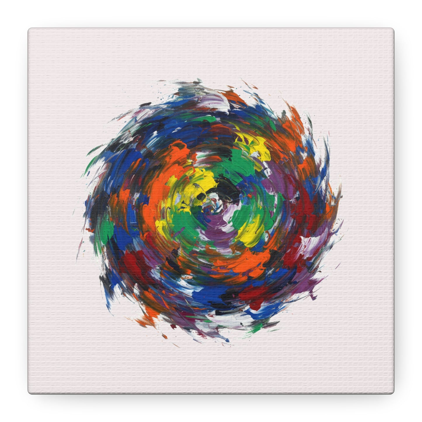 Abstract Color Swirl Canvas - Vibrant Circular Brushstroke Wall Art (Matte Stretched)