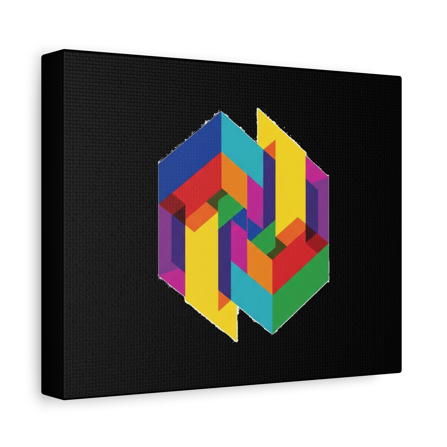 Colorful Geometric Cube Canvas Print — Modern Abstract Wall Art