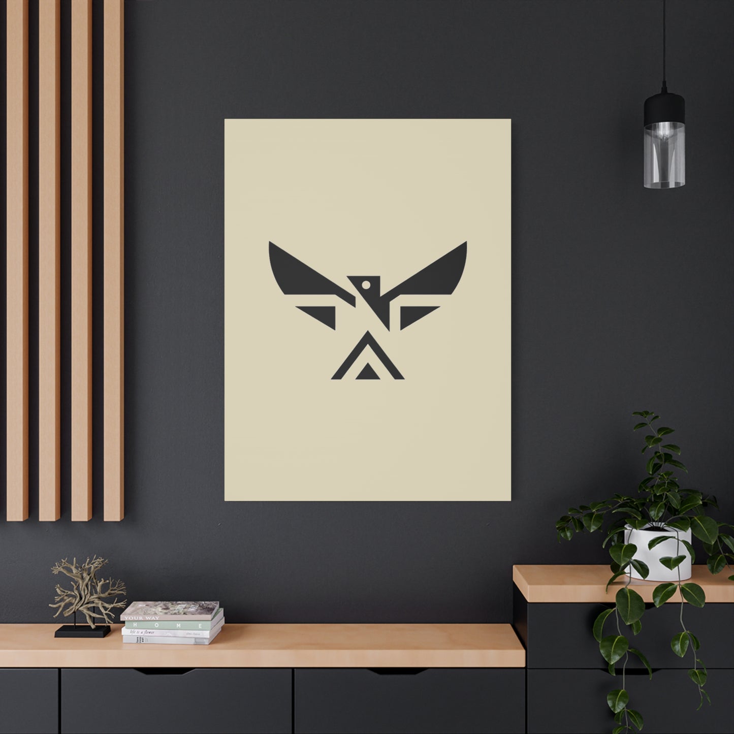 Minimalist Geometric Eagle Canvas Print — Modern Native-Inspired Wall Art