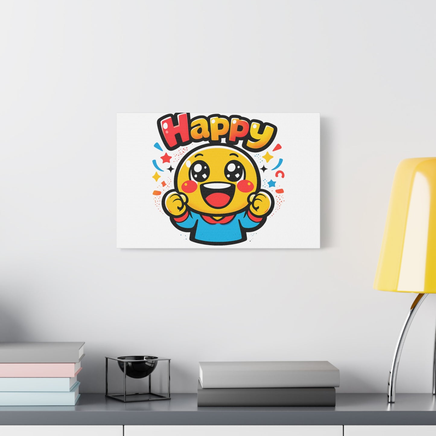 Happy Emoji Cartoon Canvas | Bold Cartoon, Thick Outline, Kawaii Minimal