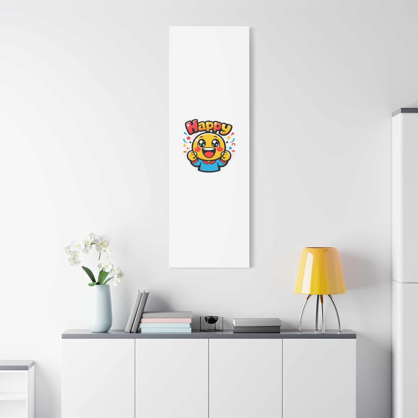 Happy Emoji Cartoon Canvas | Bold Cartoon, Thick Outline, Kawaii Minimal