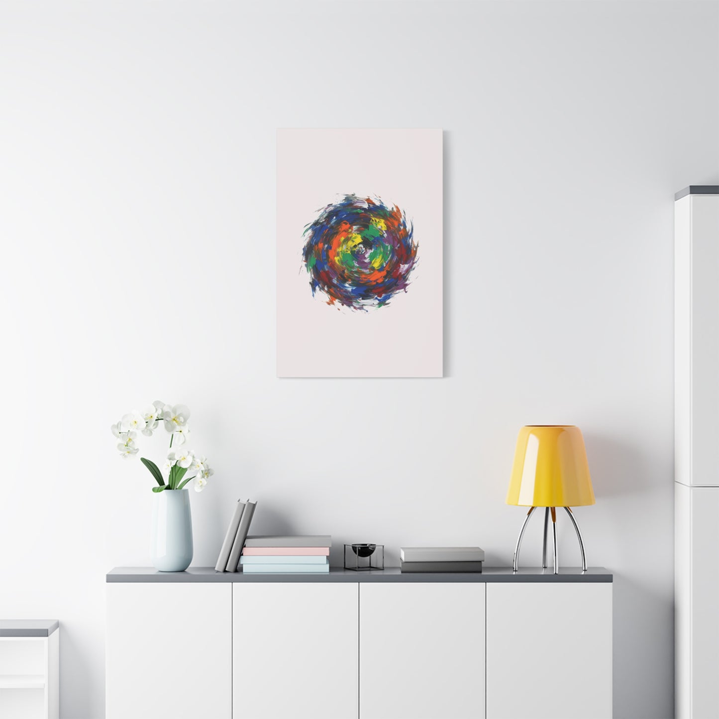 Abstract Color Swirl Canvas - Vibrant Circular Brushstroke Wall Art (Matte Stretched)