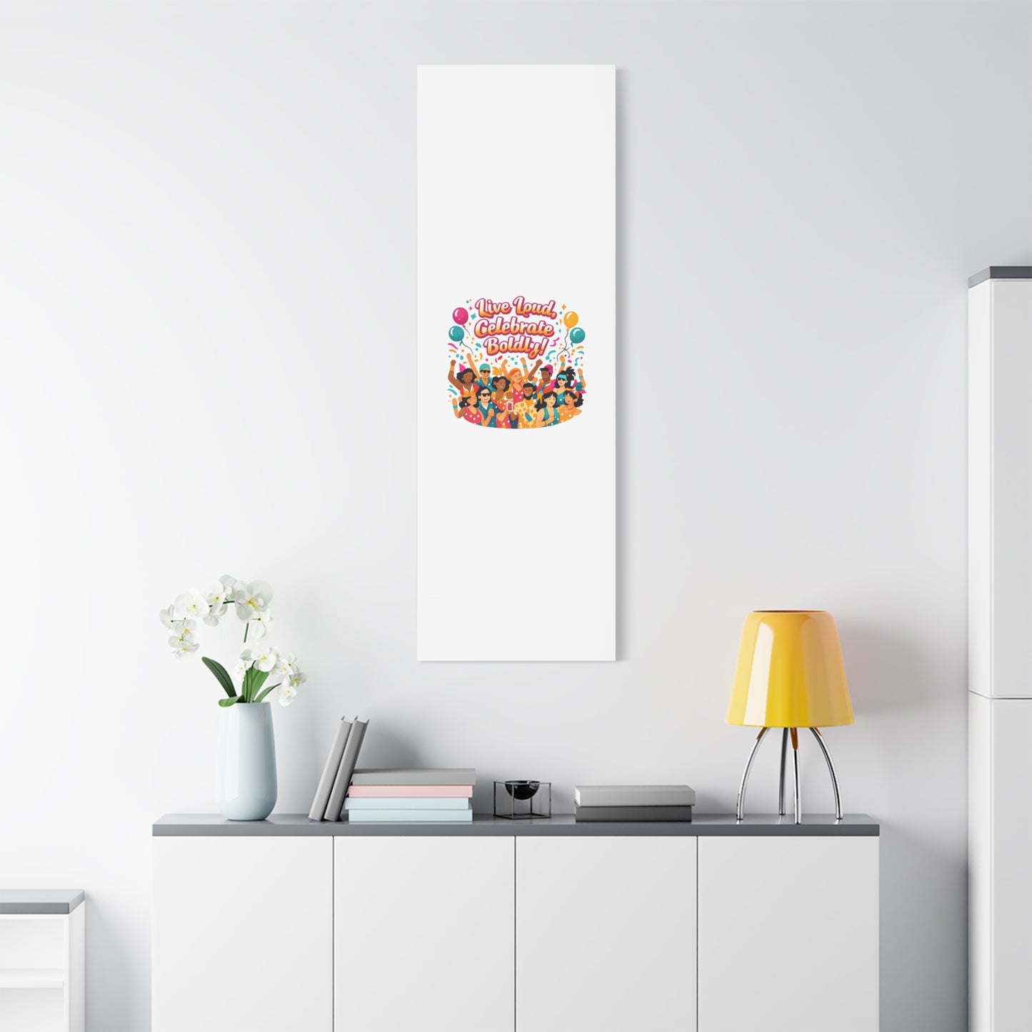Live Loud Celebrate Boldly Canvas | Carnival Fiesta Confetti, Neon brights