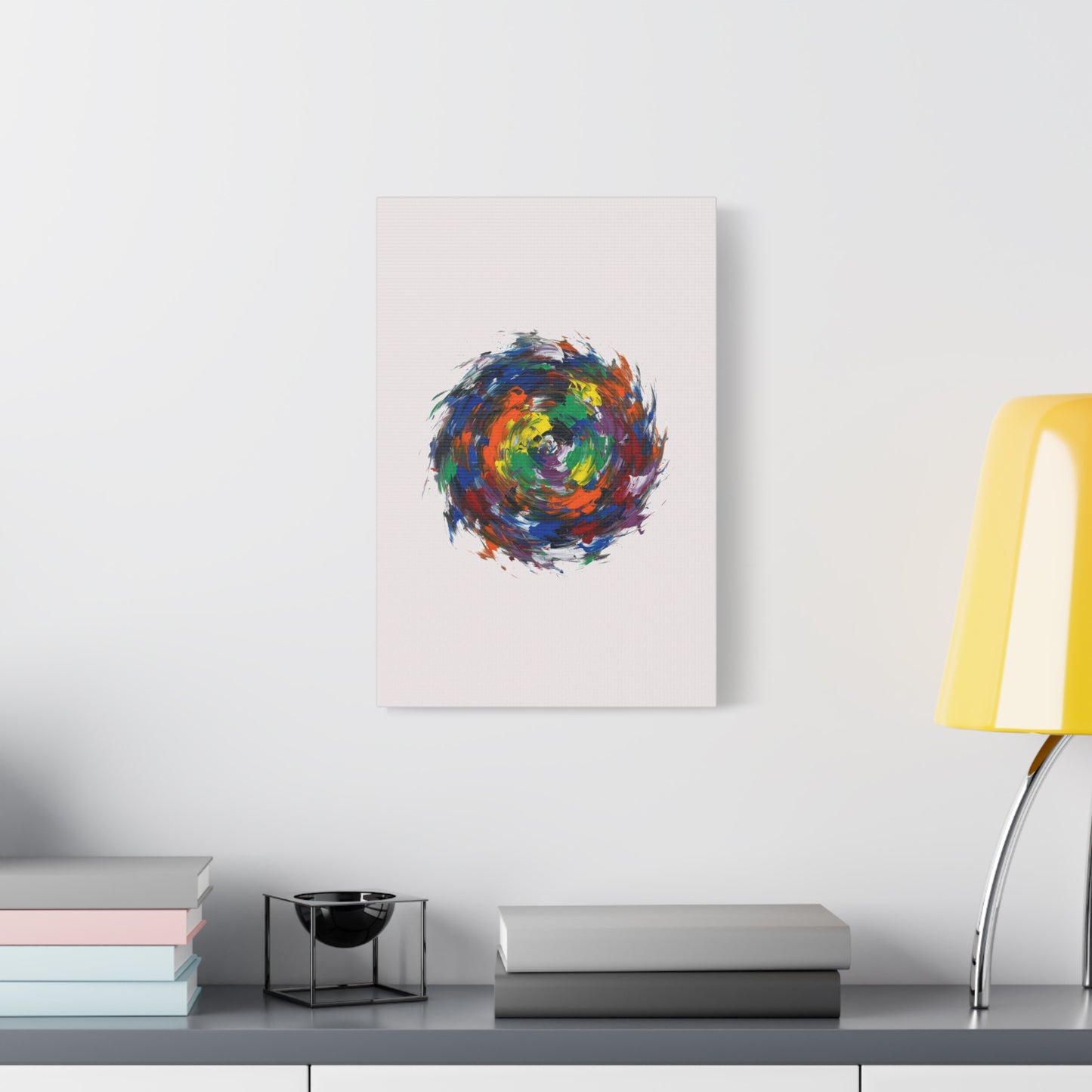 Abstract Color Swirl Canvas - Vibrant Circular Brushstroke Wall Art (Matte Stretched)