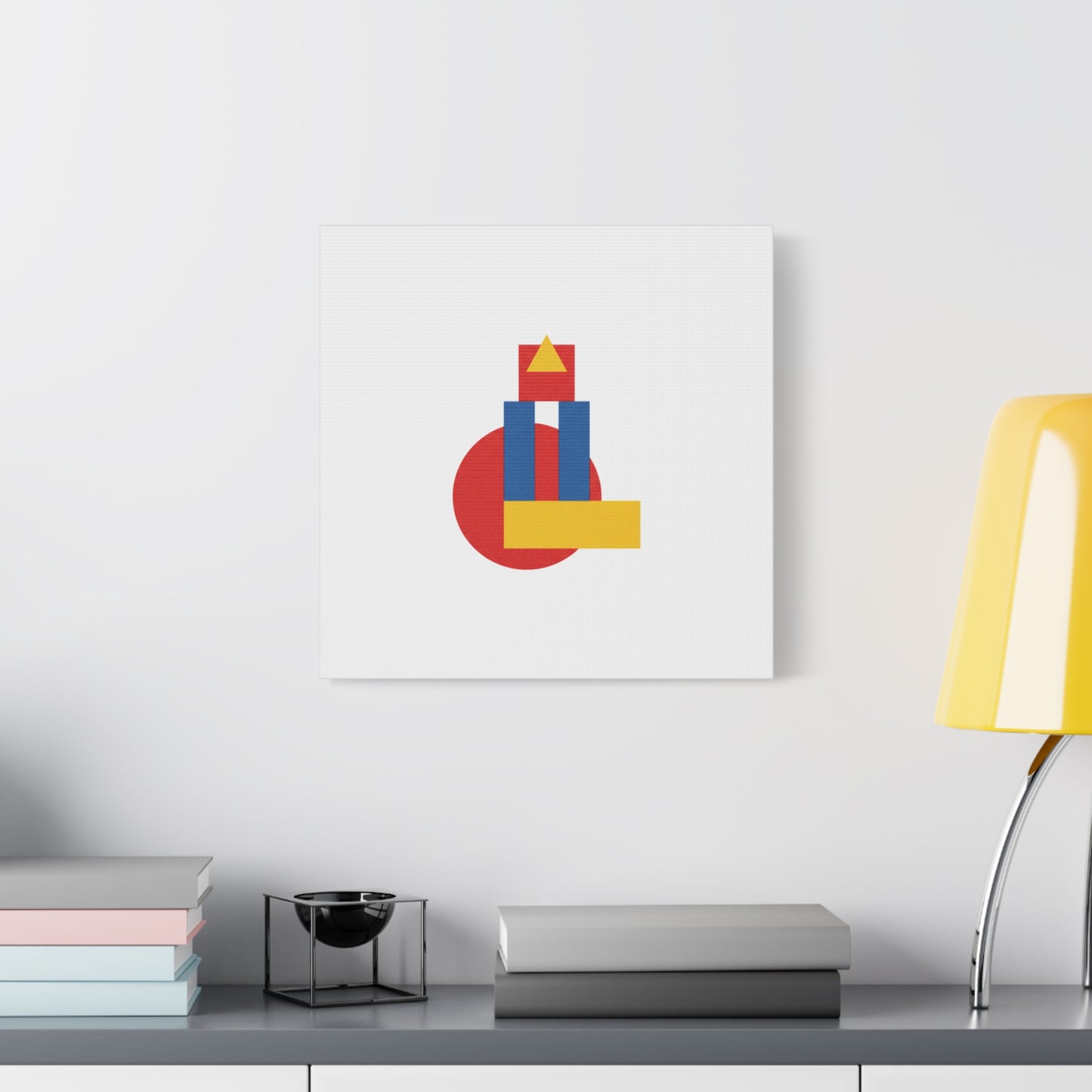 Abstract Geometric Shape Canvas Print — Minimalist Primary Color Wall Art