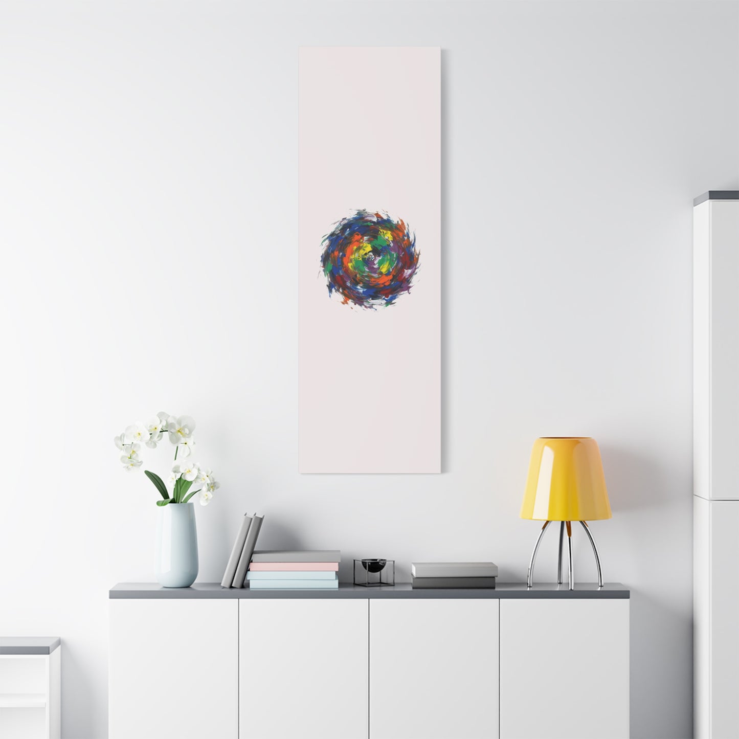 Abstract Color Swirl Canvas - Vibrant Circular Brushstroke Wall Art (Matte Stretched)