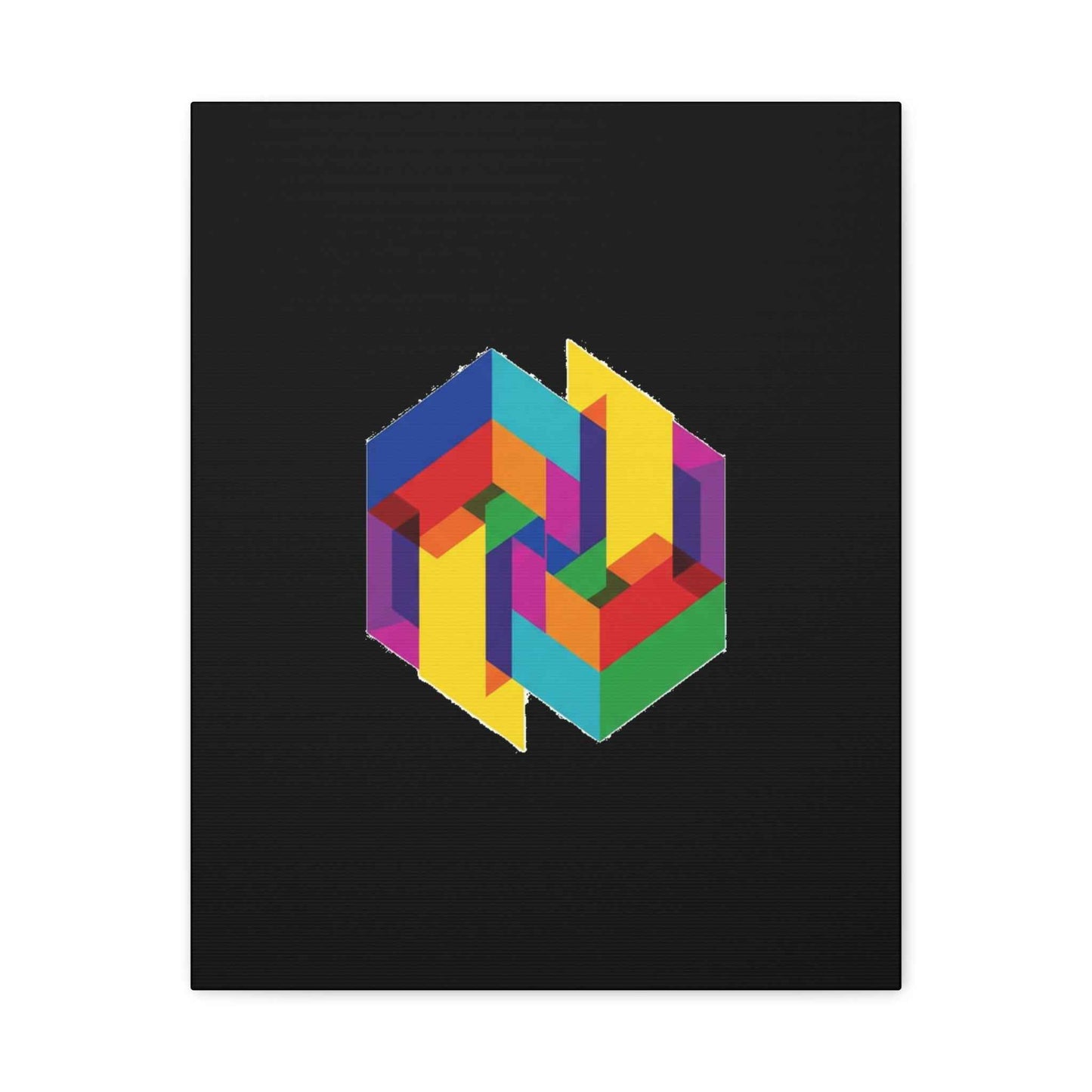 Colorful Geometric Cube Canvas Print — Modern Abstract Wall Art