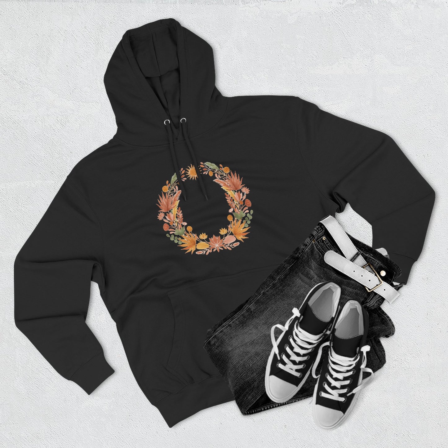 Floral Wreath Hoodie — Autumn Botanical Pullover
