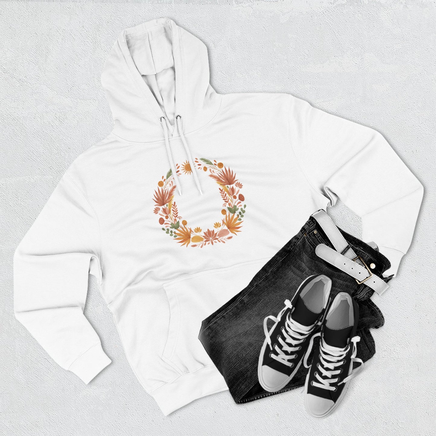 Floral Wreath Hoodie — Autumn Botanical Pullover