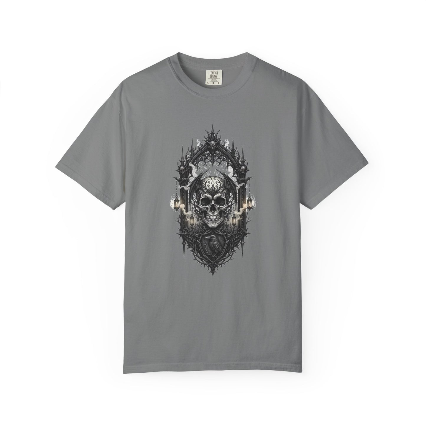 Skull Cathedral T-Shirt — Gothic Skull & Candle Graphic Tee