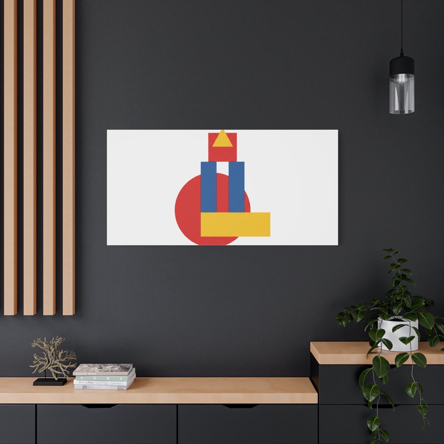 Abstract Geometric Shape Canvas Print — Minimalist Primary Color Wall Art