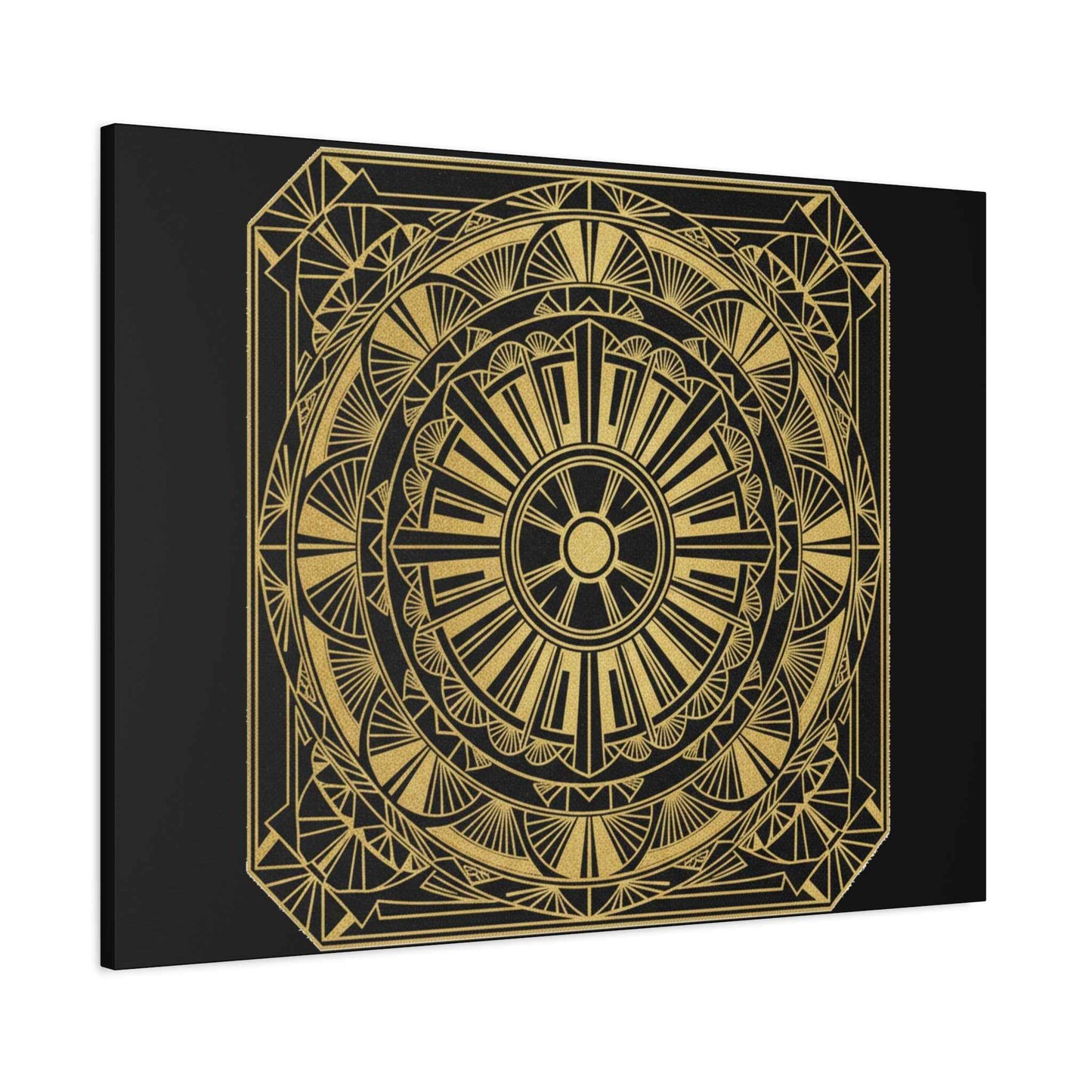 Gold Mandala Canvas Wall Art — Geometric Boho Matte Stretched Canvas
