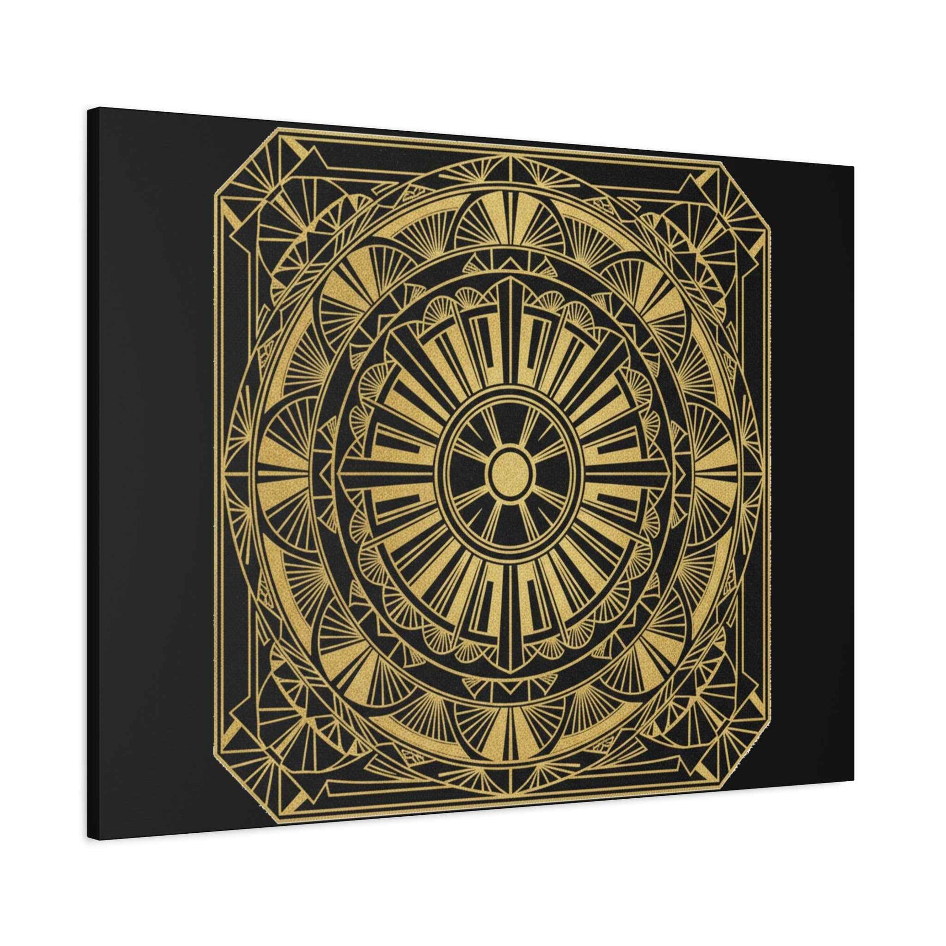 Gold Mandala Canvas Wall Art — Geometric Boho Matte Stretched Canvas
