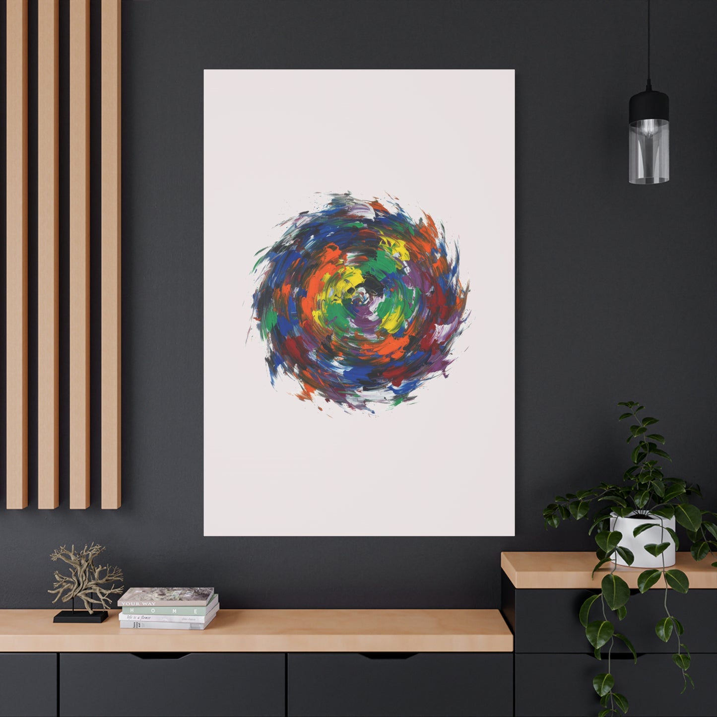 Abstract Color Swirl Canvas - Vibrant Circular Brushstroke Wall Art (Matte Stretched)