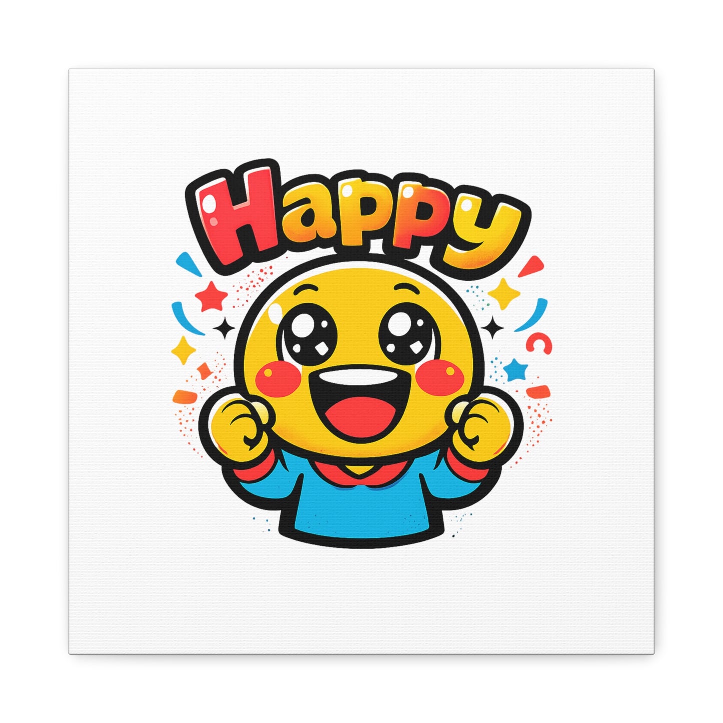 Happy Emoji Cartoon Canvas | Bold Cartoon, Thick Outline, Kawaii Minimal