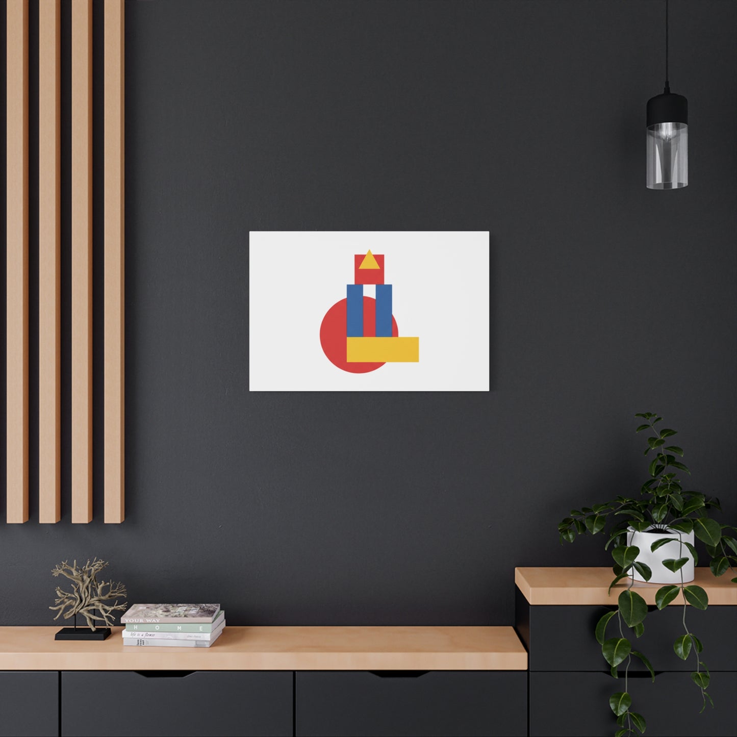 Abstract Geometric Shape Canvas Print — Minimalist Primary Color Wall Art