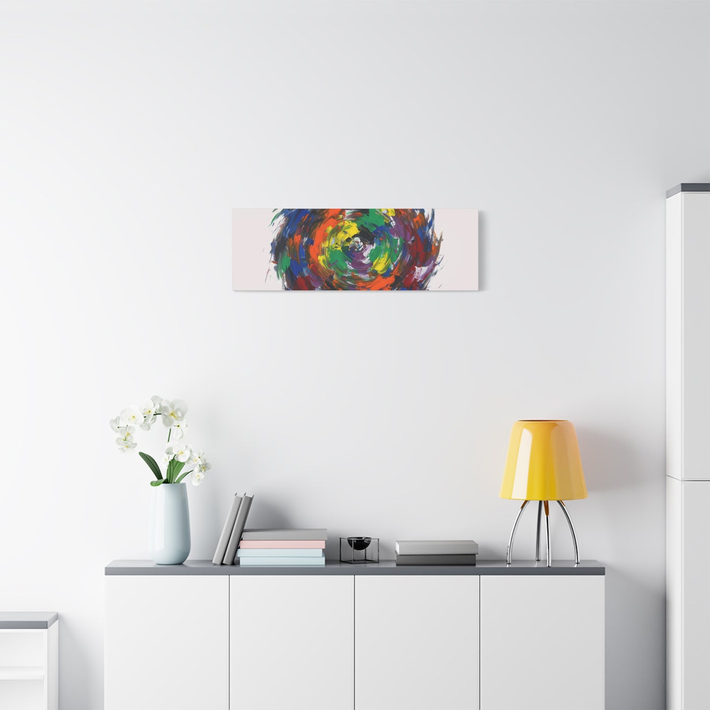 Abstract Color Swirl Canvas - Vibrant Circular Brushstroke Wall Art (Matte Stretched)