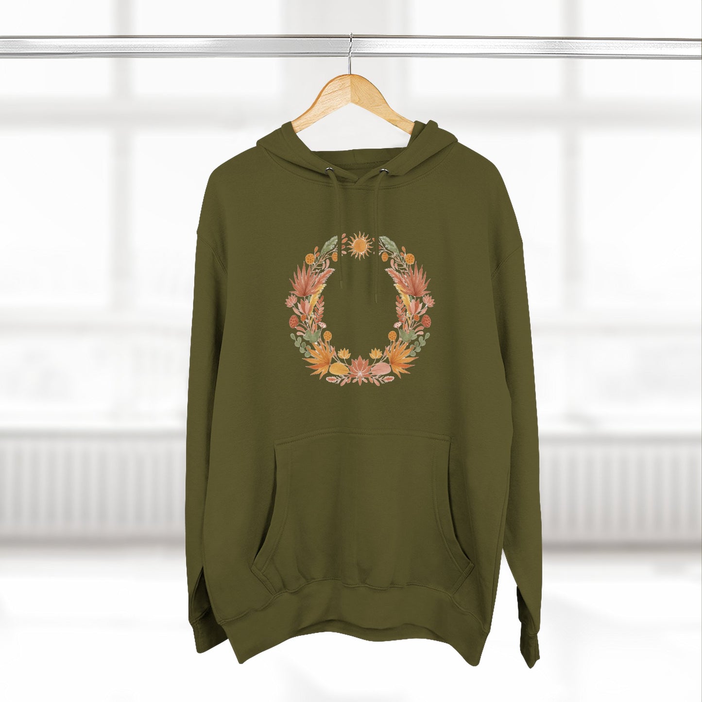 Floral Wreath Hoodie — Autumn Botanical Pullover