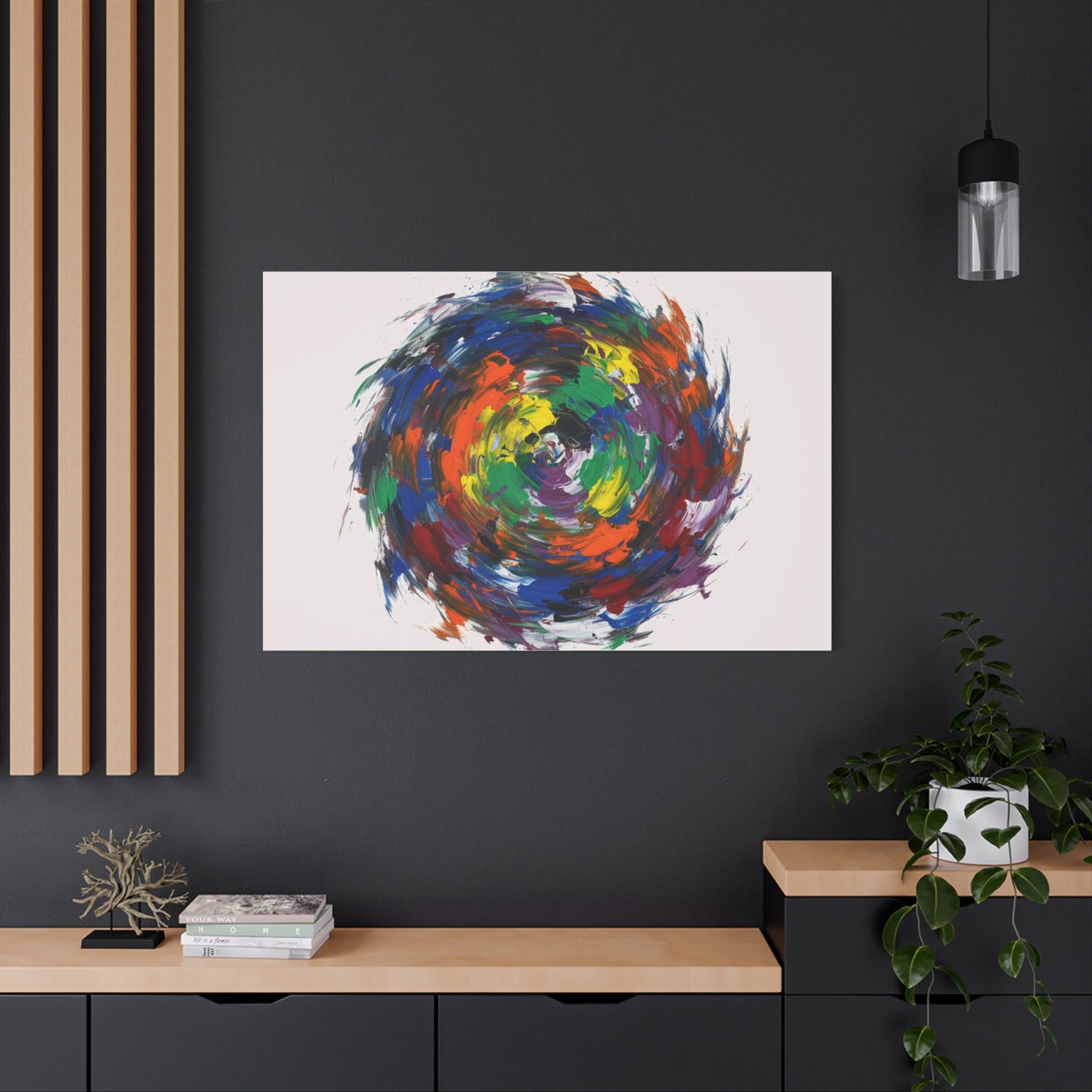 Abstract Color Swirl Canvas - Vibrant Circular Brushstroke Wall Art (Matte Stretched)