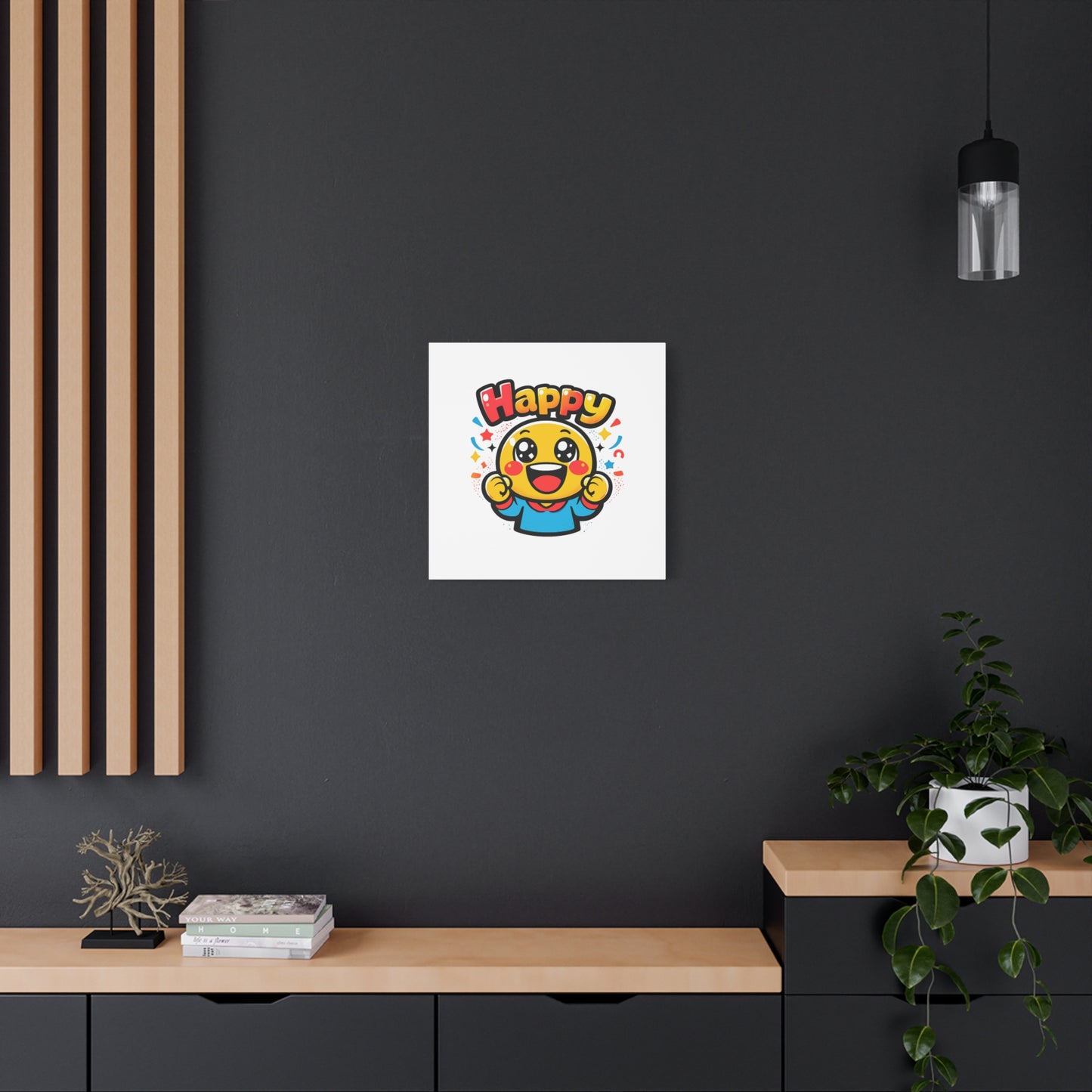 Happy Emoji Cartoon Canvas | Bold Cartoon, Thick Outline, Kawaii Minimal