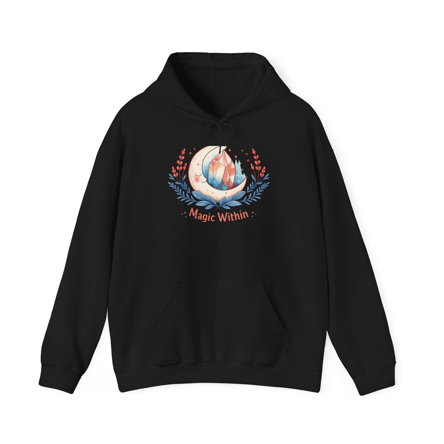 Moon Phase Crystal Crest Hoodie | witchcore, mystic