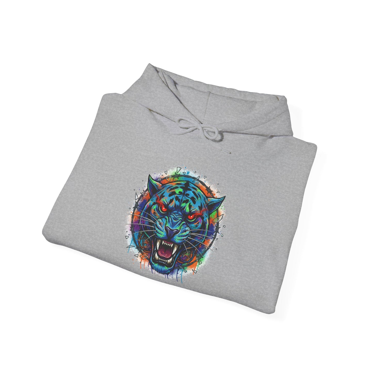 Wolf Head Hoodie — Vibrant Tribal Neon Wolf Sweatshirt