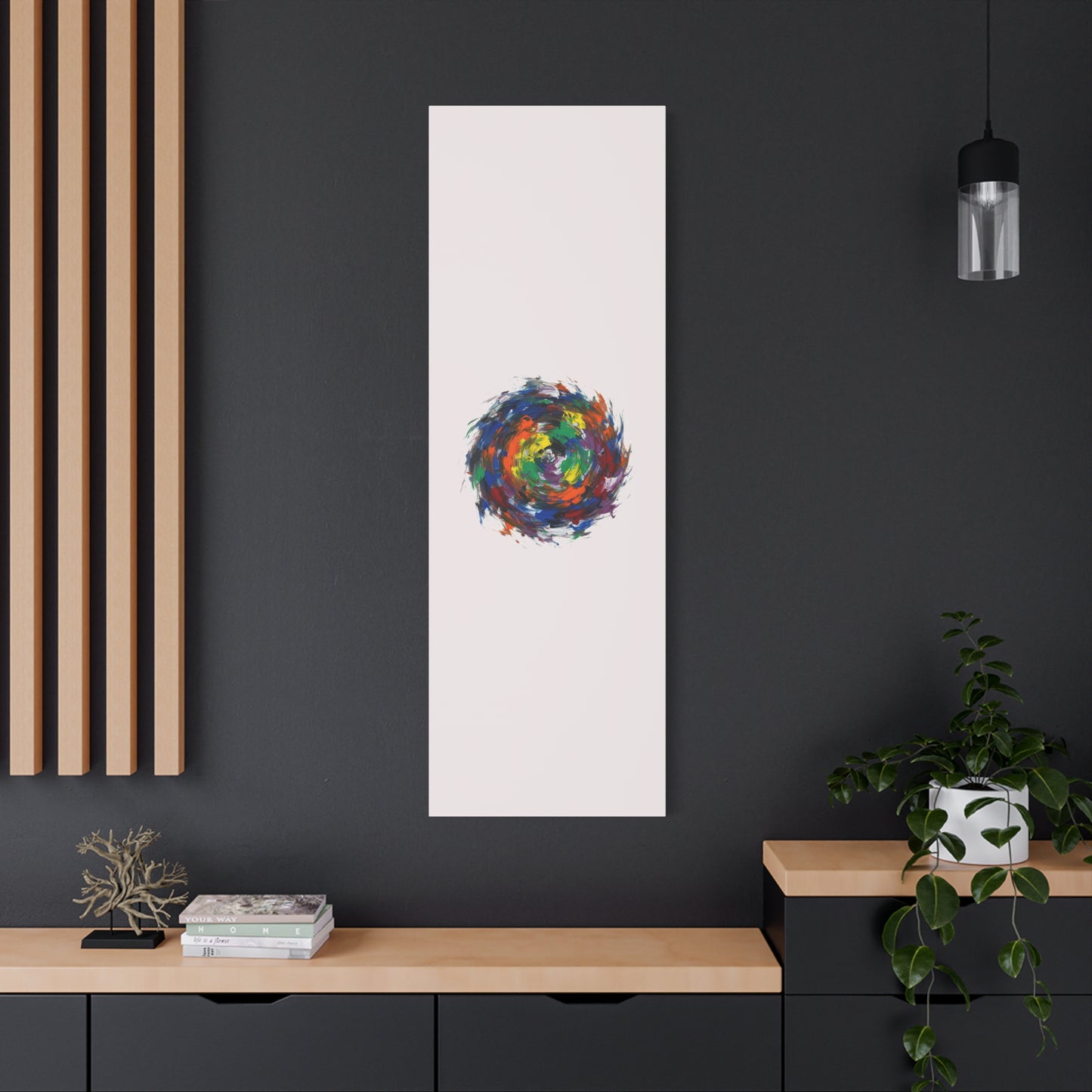 Abstract Color Swirl Canvas - Vibrant Circular Brushstroke Wall Art (Matte Stretched)