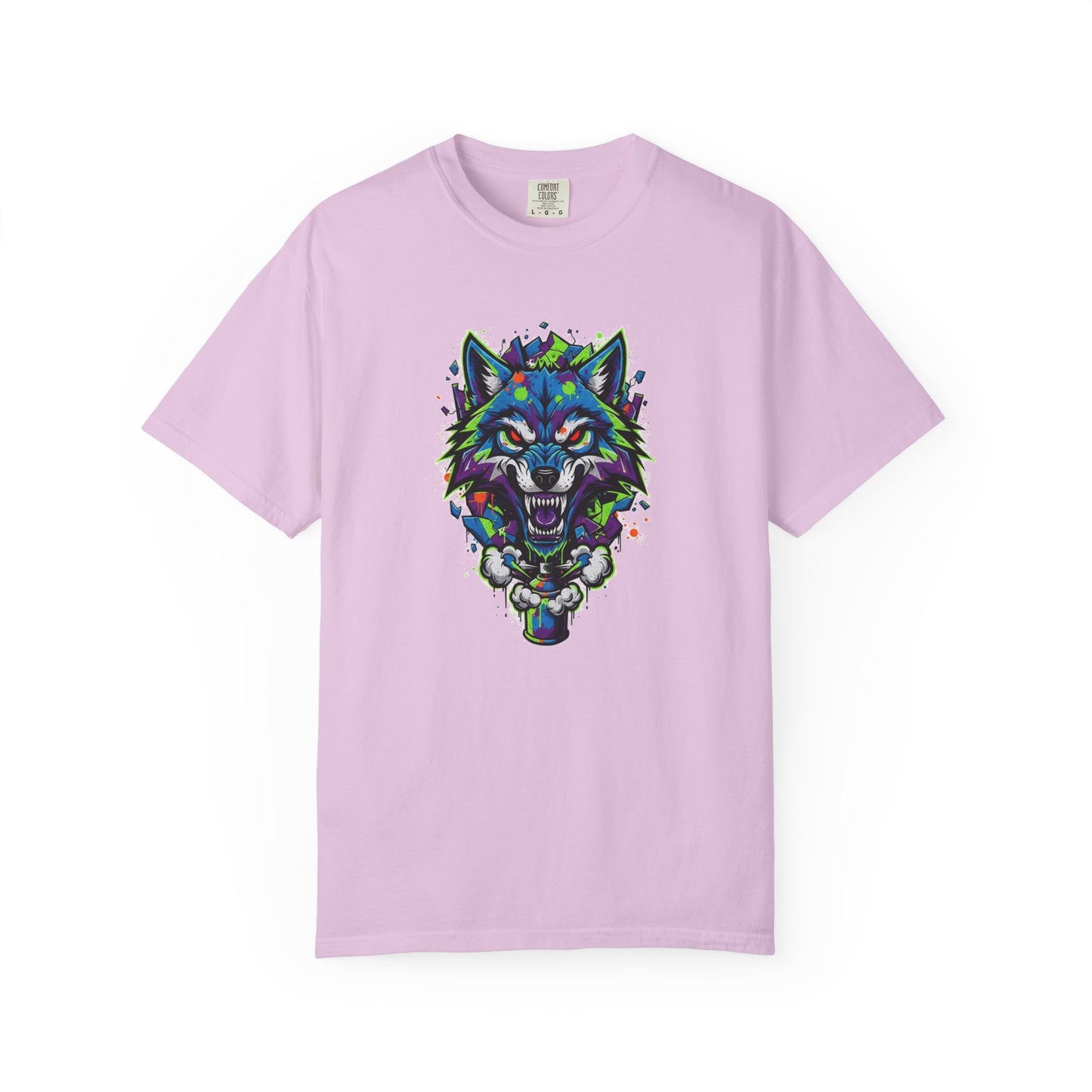 Colorful Geometric Wolf T-Shirt — Vibrant Tribal Wolf Graphic Tee