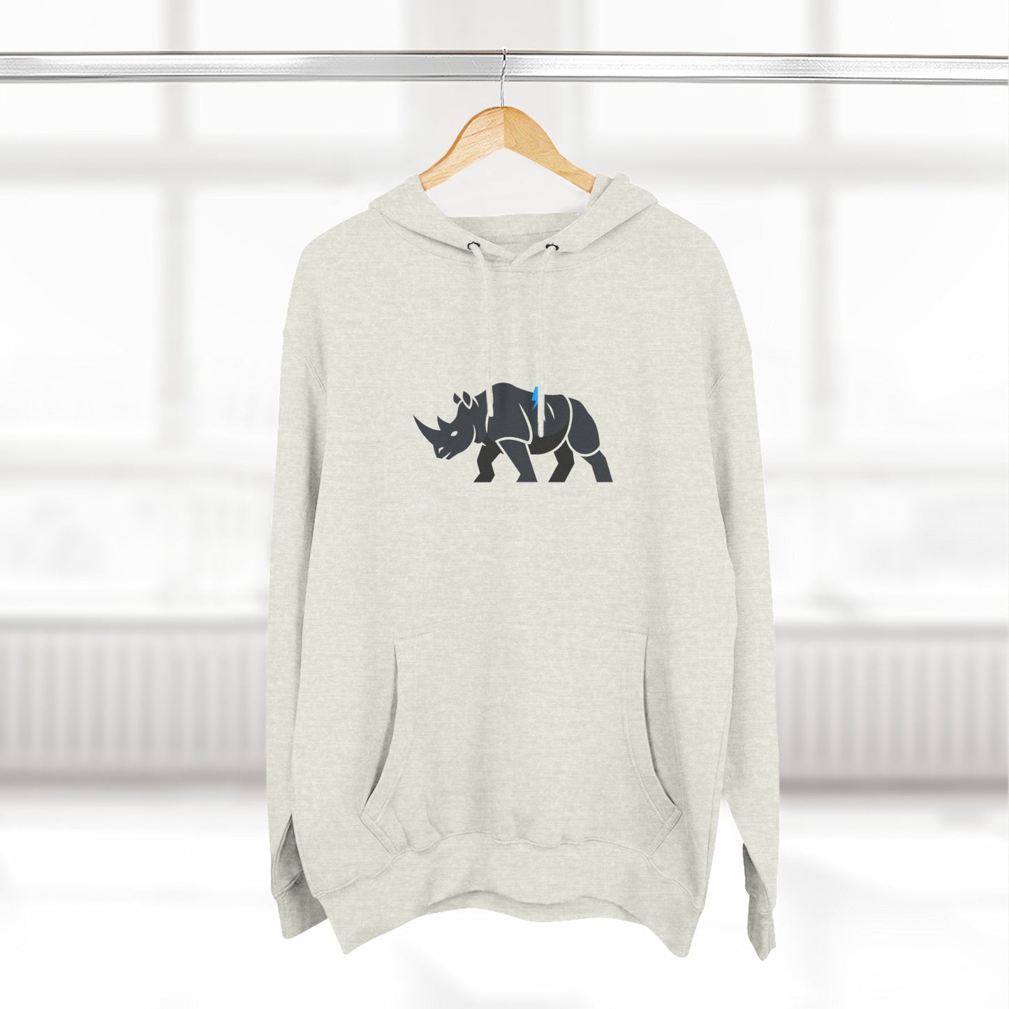 Rhino Silhouette Hoodie — Minimalist Three-Panel Rhino Graphic Sweatshirt