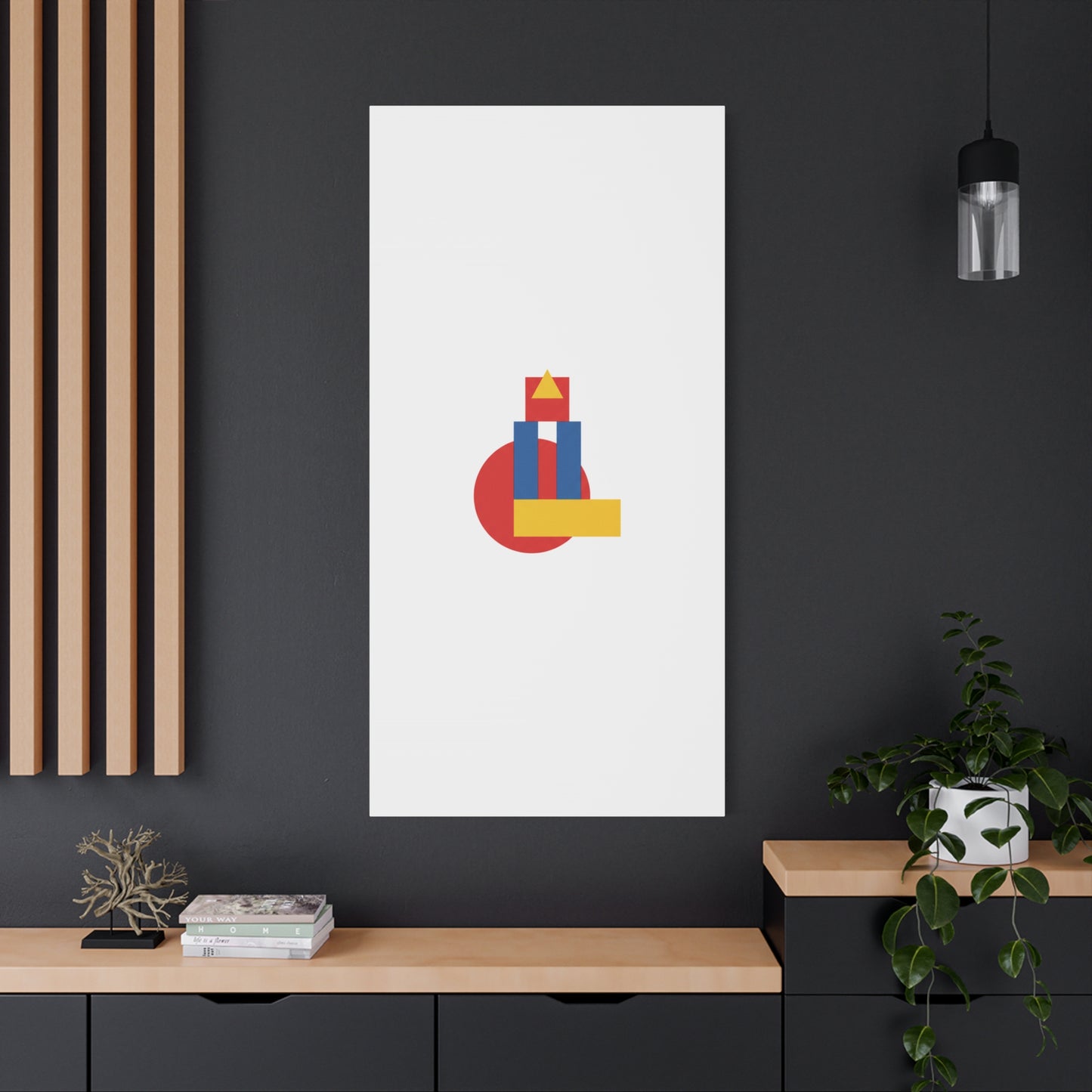 Abstract Geometric Shape Canvas Print — Minimalist Primary Color Wall Art